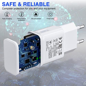 2 Stück USB Ladestecker, Schnellladegerät Netzteil USB Adapter Ladestecker Kompatibel mit Samsung Galaxy S21 S20 S10 S6 S7 S8 S9/Edge/Plus/Active, A71, A54, A13, A03, Z Flip3, Z Fold2, M53 5G