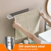 Ibergrif M34453A Towel Holder without Drilling 39cm 304 Stainless Steel Self-Adhesive Towel Rail for Bathroom/Kitchen Accessories, Silver