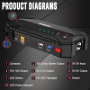 GREPRO Starthilfe-Powerbank (bis zu 10,0 l Benzin, 8,0 l Diesel), Auto-Starthilfe-Powerbank für 12-V-Starthilfe, 3000 A tragbares Starthilfegerät mit USB-Quick-Charge-3.0-Anschlüssen