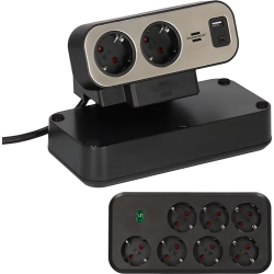 Brennenstuhl Estilo double-sided table extension cable with on/off switch and surge protection