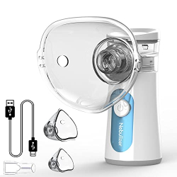Inhalador nebulizador HEYOUTH®, inhalador de bajo ruido, dispositivo de inhalación para enfermedades respiratorias, eficaz con boquilla y mascarilla, recargable por USB, dispositivo de inhalación para niños y adultos