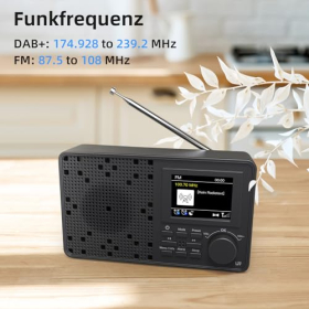 Радио DAB, радио LFF DAB Plus, цифровое радио DAB, цифровое радио с Bluetooth, небольшое радио с сетевой вилкой, кухонное радио Радио FM DAB на батарейках, радио с цветным дисплеем 2,4 дюйма, черное