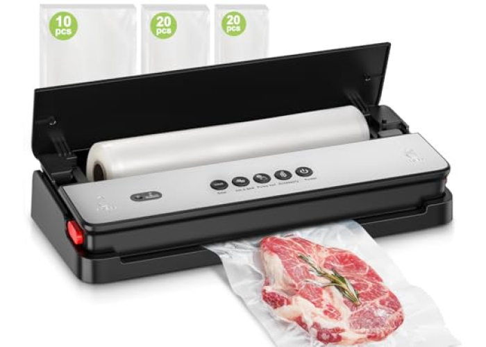 Bonsenkitchen Vakuumierer für trocken/feucht mit Cutter & Folienbeuteln Bonsenkitchen Vakuumierer für trocken/feucht mit Cutter & Folienbeuteln