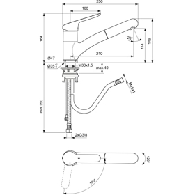 Ideal Standard Ceraflex kitchen faucet, single-lever mixer