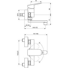 Ideal Standard BD241AA Wall-mounted basin mixer, chrome-plated
