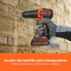 Taladro percutor inalámbrico BLACK+DECKER de 18 V con maletín