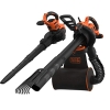 BLACK+DECKER BEBLV301 Електричний пилосос і повітродувка/подрібнювач листя 3-в-1 із приставними граблями та 72-літровим рюкзаком