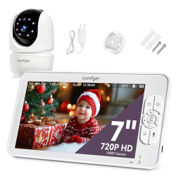 Baby monitor with camera, large display, night vision, two-way communication