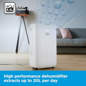 Інтелектуальний осушувач повітря, 4 режими роботи, BLACK+DECKER BXEH60014GB 20 літрів