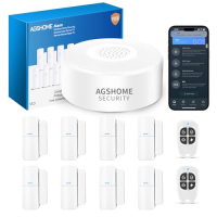 AGSHOME Home Alarm Kit – 11-piece, 120 dB, 8h Backup, Alexa Compatible