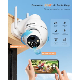 WiFi сонячна камера відеоспостереження 2K, 360° PTZ, нічне бачення, штучний інтелект, сирена PIR