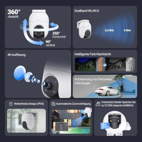 Вулична камера відеоспостереження EZVIZ C8c 4K PTZ WiFi – автоматичне відстеження, кольорове нічне бачення