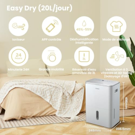 Осушитель воздуха COMFEE Easy Dry – производительность 20 л/день, 4 режима работы, тихий и эффективный