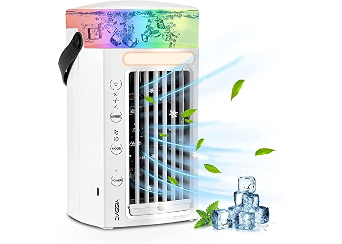 YISSVIC 4-in-1 Mini Air Cooler with 3 Speeds & LED Lights for Home & Office YISSVIC 4-in-1 Mini Air Cooler with 3 Speeds & LED Lights for Home & Office