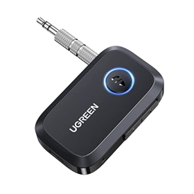 UGREEN Receptor Bluetooth 5.3 Jack 3.5mm Adaptador Emisor Bluetooth Aux Coche A2DP Toma de Llamada Manos Libres Bluetooth para Altavoz de Coche Negro