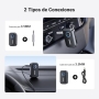 UGREEN Receptor Bluetooth 5.3 Jack 3.5mm Adaptador Emisor Bluetooth Aux Coche A2DP Llamadas Manos Libres Bluetooth Jack para Altavoz del Coche Negro