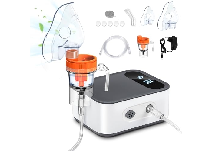 Inhalador Sentasi para adultos con pantalla digital LED, nebulizador silencioso, compresor, inhalador eléctrico para niños y bebés con boquilla y mascarilla (gris y blanco) Inhalador Sentasi para adultos con pantalla digital LED, nebulizador silencioso, compresor, inhalador eléctrico para niños y bebés con boquilla y mascarilla (gris y blanco)