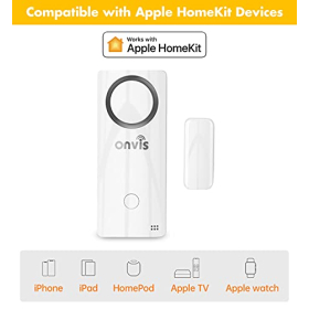 Sensor de puerta/ventana 4 en 1 Onvis con sirena, termómetro, higrómetro y HomeKit