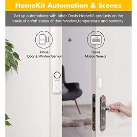 Sensor de puerta/ventana 4 en 1 Onvis con sirena, termómetro, higrómetro y HomeKit