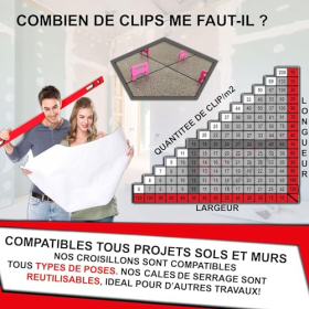 Leveling clips for tiles, 2 mm, 1000 pieces
