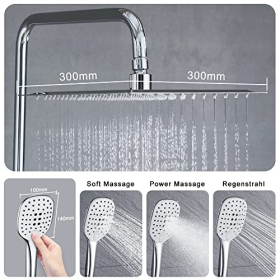 JOHO thermostatic shower system with XXL head 35×25cm