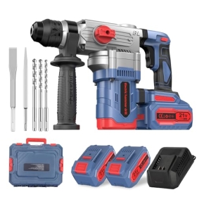 Cordless demolition hammer 21V, SDS Plus, 2 batteries, 4 functions