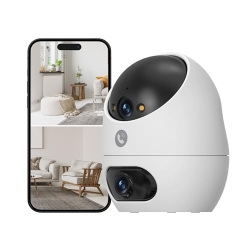 Doppellinsen Indoor-Kamera 360° Nachtsicht für Baby & Haustier