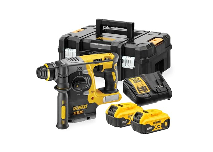 DEWALT SDS-Plus Brushless XR 18 V 24 mm impact drill with 2 x 5 Ah batteries, XR Multi-Voltage charger and TSTAK Heavy Duty toolbox DEWALT SDS-Plus Brushless XR 18 V 24 mm impact drill with 2 x 5 Ah batteries, XR Multi-Voltage charger and TSTAK Heavy Duty toolbox