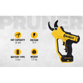 Podadora de ramas DEWALT XR 18V DCMPP568N para cortes precisos de hasta 38 mm.
