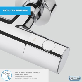Cornat Derval thermostatic bathroom faucet made of chrome-plated brass for wall mounting