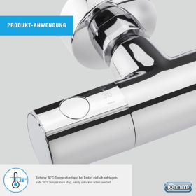 Cornat Derval thermostatic bathroom faucet made of chrome-plated brass for wall mounting
