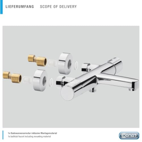 Cornat Derval thermostatic bathroom faucet made of chrome-plated brass for wall mounting