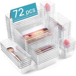 Vtopmart - Juego de 72 cajones organizadores de plástico transparente, 4 tamaños