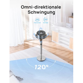 Ventilador de pedestal silencioso Dreo de 102 cm, oscilación de 120°, 8 velocidades