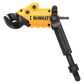 Cizalla para chapa metálica con llave de impacto DEWALT, cabezal giratorio de 360° y brazo extraíble.