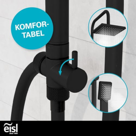 Душевой комплект EISL Easy Energy DX12004BL-A, черный | Душевая система 2-в-1 без смесителя с большим тропическим душем (170 x 170 мм)