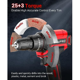 Taladro atornillador inalámbrico de 21 V – Con 2 baterías y 14 accesorios