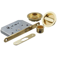VI.TEL. E0262N Juego de herrajes para puerta corredera con cerradura, color oro