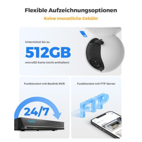 Reolink 4K PTZ PoE Außenkamera, 3x Zoom, KI-Erkennung, Nachtsicht, Zwei-Wege-Audio