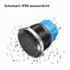 Conjunto de pulsadores de acero inoxidable de 22 mm, 12–24 V, con LED, resistente al agua.