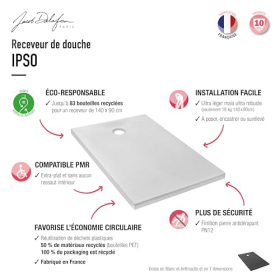 Jacob Delafon E62306-WPM Duschwanne 140 x 90 x 4 cm, mattweiß, Steinstruktur, 140 x 90 cm