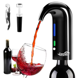 Cosyall elektrischer Dekanter - automatischer Belüfter und Weinspender mit einem Knopf, schnelle Sauerstoffzufuhr, Geschenk für Zuhause und den Urlaub (schwarz)