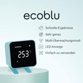 Монітор радону Ecosense EB100 EcoBlu для дому, відображення в режимі реального часу