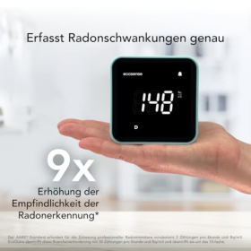Монітор радону Ecosense EB100 EcoBlu для дому, відображення в режимі реального часу