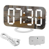 Digitaler Wecker mit Spiegel und 6,5-Zoll-LED-Display, einstellbarer Helligkeit und 2 USB-Ladeanschlüssen