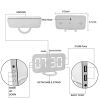 Digitaler Wecker mit Spiegel und 6,5-Zoll-LED-Display, einstellbarer Helligkeit und 2 USB-Ladeanschlüssen