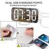 Digitaler Wecker mit Spiegel und 6,5-Zoll-LED-Display, einstellbarer Helligkeit und 2 USB-Ladeanschlüssen