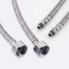 Flexible hoses for kitchen and bathroom, stainless steel, red and blue