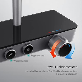 EMKE Duschset mit Thermostat, Regenbrause, Handbrause 3 Strahlarten