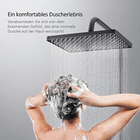 EMKE Duschset mit Thermostat, Regenbrause, Handbrause 3 Strahlarten
